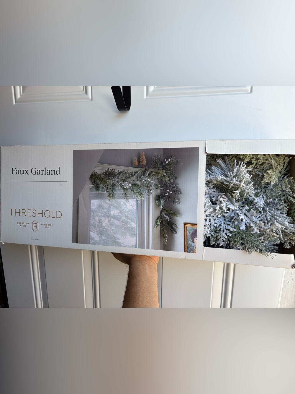 6 ft  Snowy Faux spruce garland from Threshold